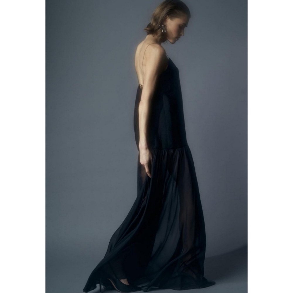 Zara Mulberry Silk Dress Black Size M - Picture 3 of 16
